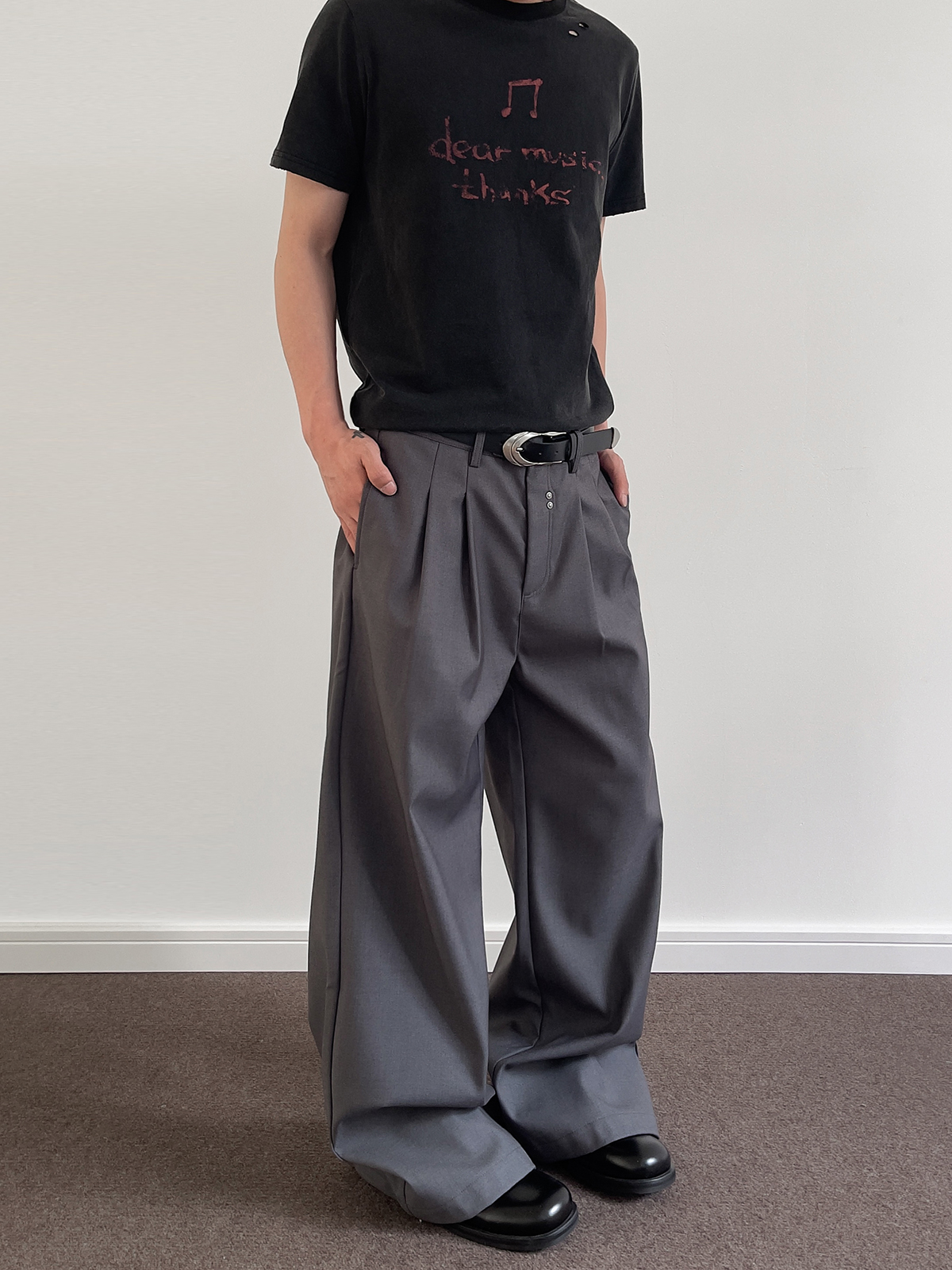 Vintage American Deconstructed Studded Pleated Trousers - Clean Fit Straight Leg Casual Pants for Y2K and Old Money Style Vintage American Deconstructed Studded Pleated Trousers - Clean Fit Straight Leg Casual Pants for Y2K and Old Money Style