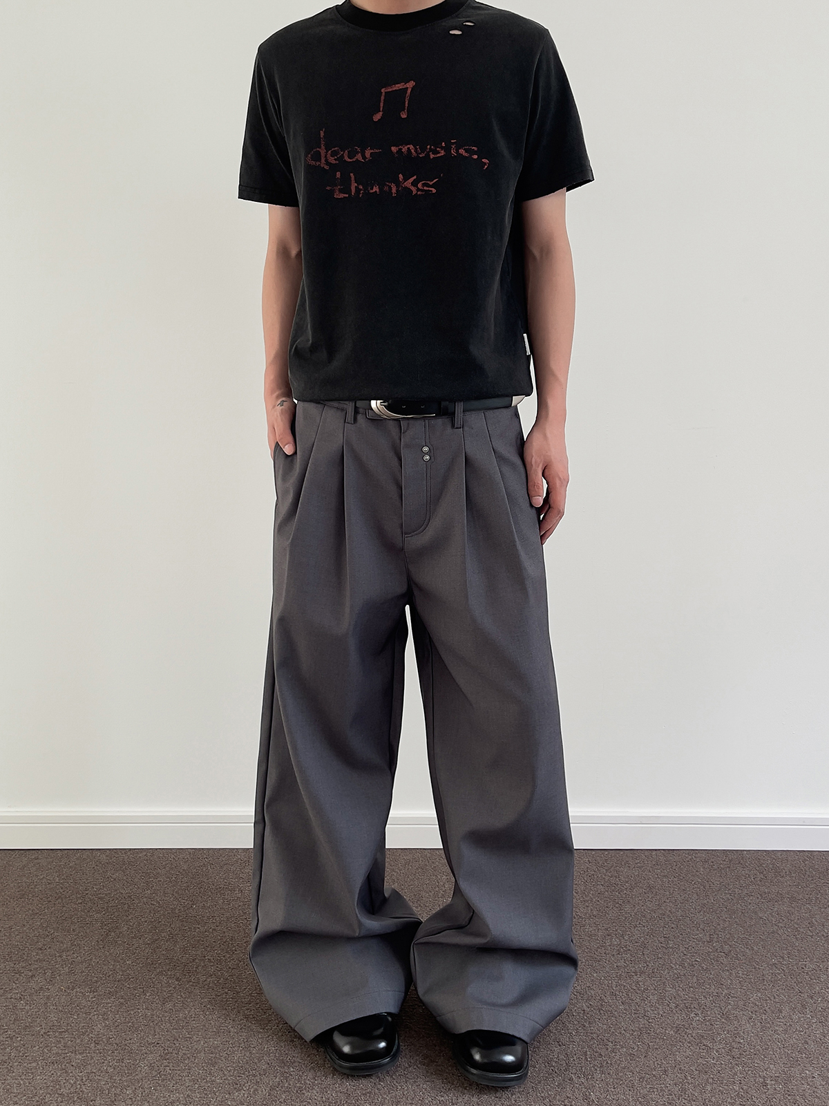 Vintage American Deconstructed Studded Pleated Trousers - Clean Fit Straight Leg Casual Pants for Y2K and Old Money Style Vintage American Deconstructed Studded Pleated Trousers - Clean Fit Straight Leg Casual Pants for Y2K and Old Money Style