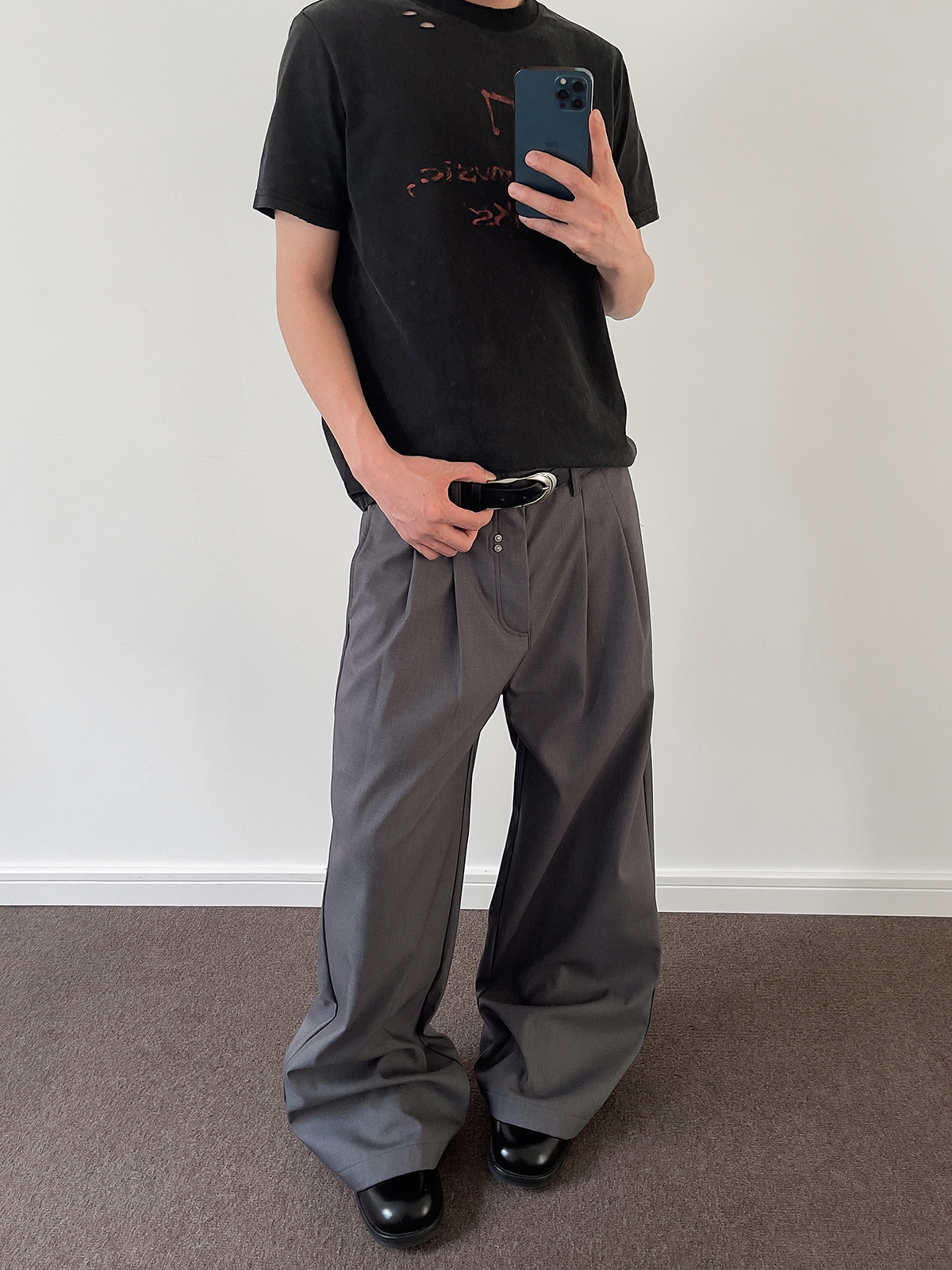 Vintage American Deconstructed Studded Pleated Trousers - Clean Fit Straight Leg Casual Pants for Y2K and Old Money Style Vintage American Deconstructed Studded Pleated Trousers - Clean Fit Straight Leg Casual Pants for Y2K and Old Money Style