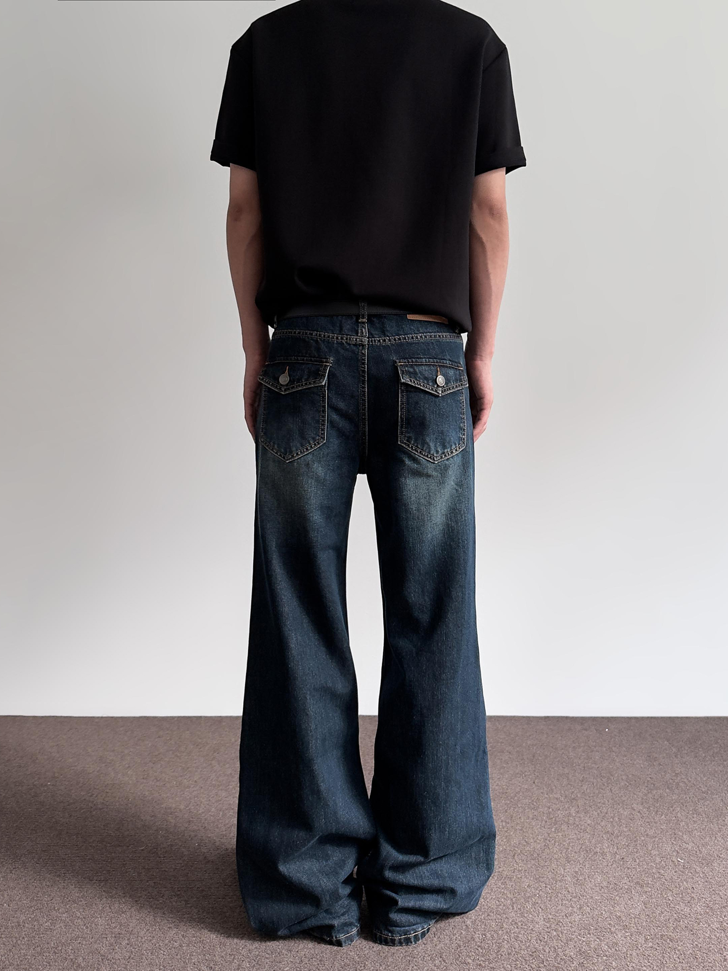 Vintage American Distressed Jeans for Men - Trendy Straight Leg Slim Fit Pants with Slight Flare, Retro Style Fashion Vintage American Distressed Jeans for Men - Trendy Straight Leg Slim Fit Pants with Slight Flare, Retro Style Fashion