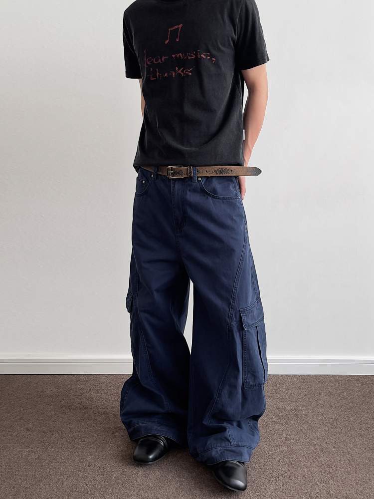 Vintage American Distressed Wide-Leg Work Pants for Men and Women - Curved Knife Straight Casual Trousers Vintage American Distressed Wide-Leg Work Pants for Men and Women - Curved Knife Straight Casual Trousers