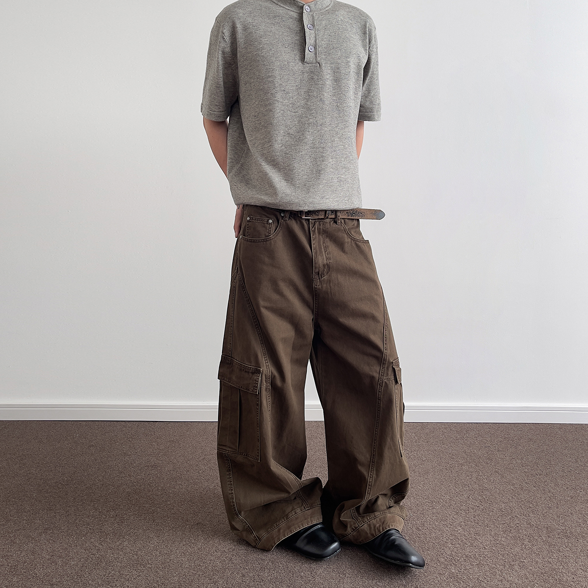 Vintage American Distressed Wide-Leg Work Pants for Men and Women - Curved Knife Straight Casual Trousers