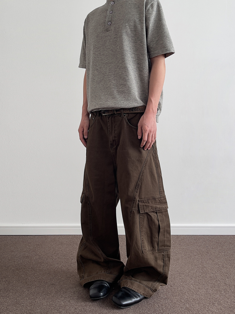 Vintage American Distressed Wide-Leg Work Pants for Men and Women - Curved Knife Straight Casual Trousers Vintage American Distressed Wide-Leg Work Pants for Men and Women - Curved Knife Straight Casual Trousers