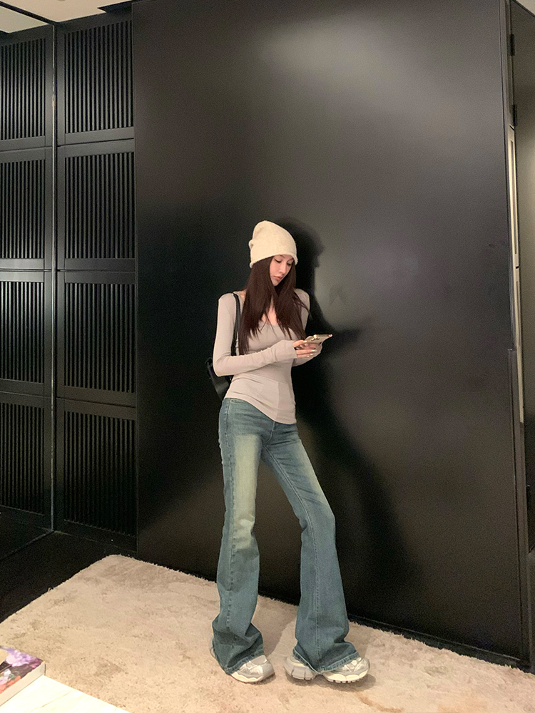 Vintage American Flared Jeans for Women - Versatile High-Waisted Denim Pants for Spring - Trendy Y2K Style for Hot Girls