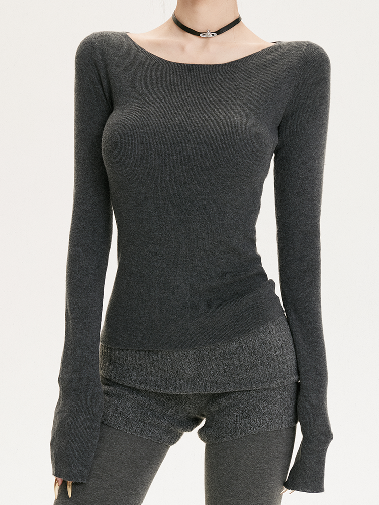 Vintage American-Style Slim-Fit Long Sleeve Knitted Top for Women - Autumn Winter Layering Essential Vintage American-Style Slim-Fit Long Sleeve Knitted Top for Women - Autumn Winter Layering Essential