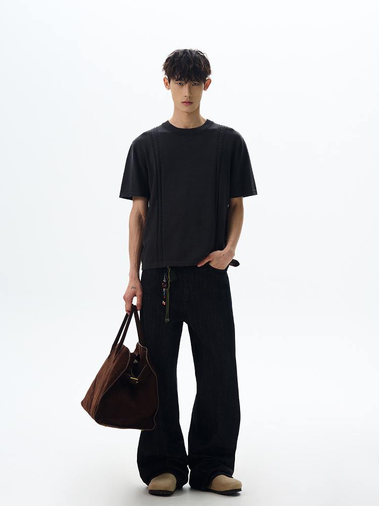 Vintage American Woven Short-Sleeve Sweater T-Shirt for Men and Women - Versatile Knit Top in Classic Old Money Style Vintage American Woven Short-Sleeve Sweater T-Shirt for Men and Women - Versatile Knit Top in Classic Old Money Style