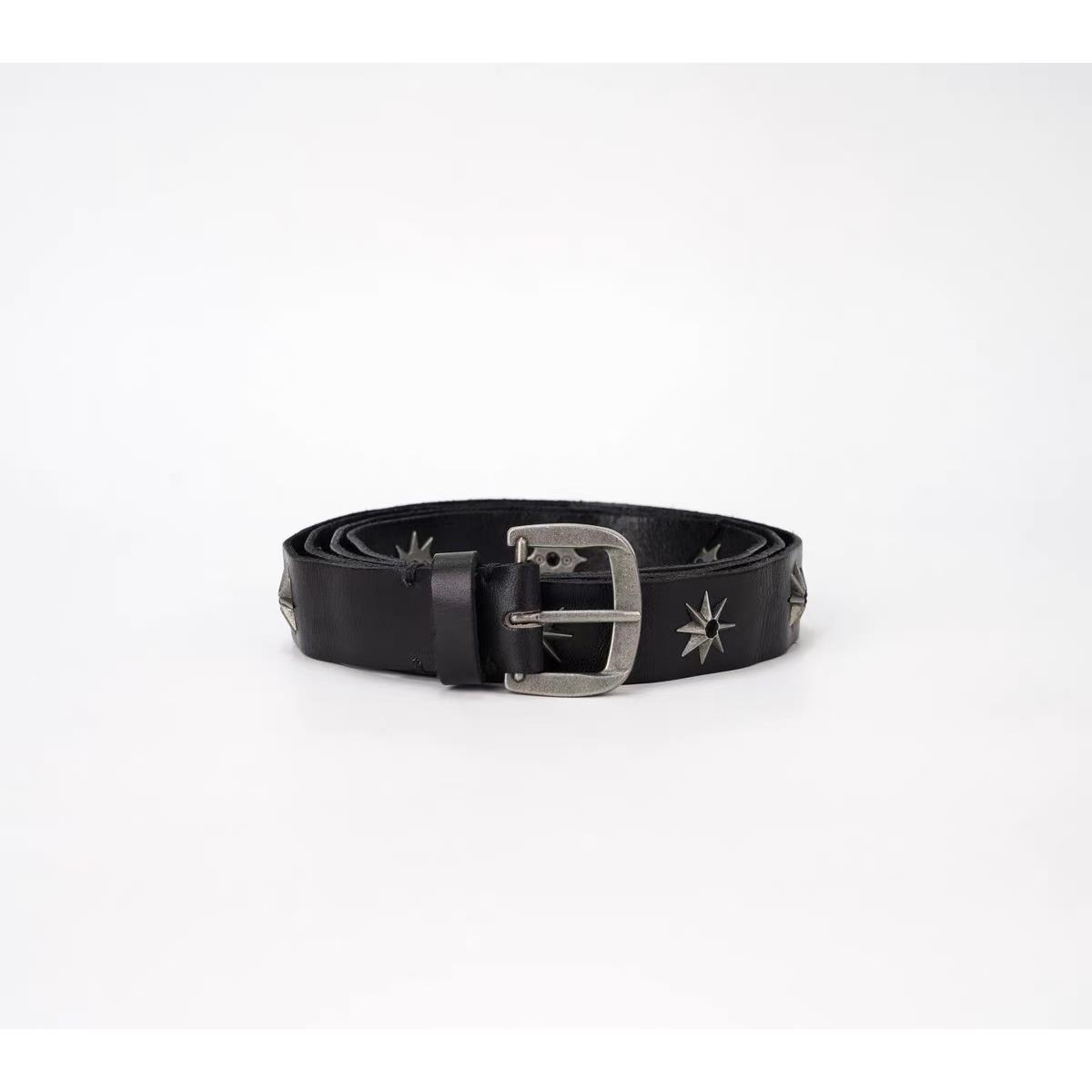 Vintage Black Retro Metal Star Belt - Unisex Narrow DIY Cool Fashion Accessory for 90s Y2K Style