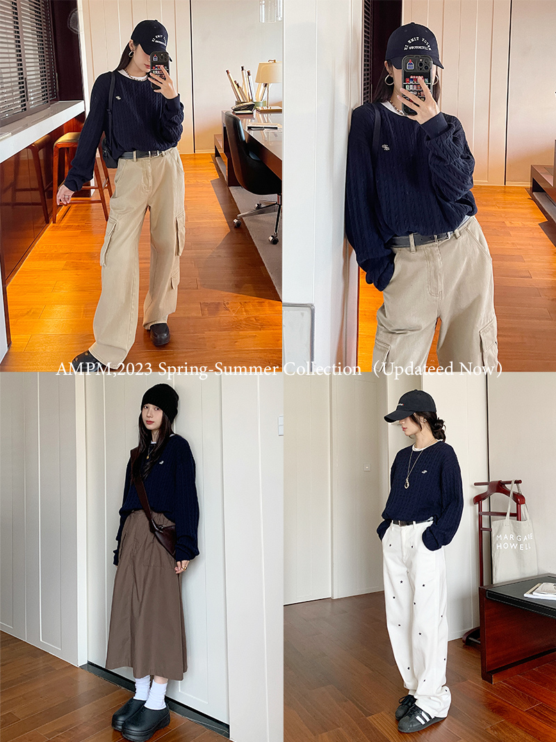 Vintage Cable Knit Sweater for Women - Loose Fit Side Slit Pullover in Dark Blue - 2025 Autumn Winter Fashion Vintage Cable Knit Sweater for Women - Loose Fit Side Slit Pullover in Dark Blue - 2025 Autumn Winter Fashion