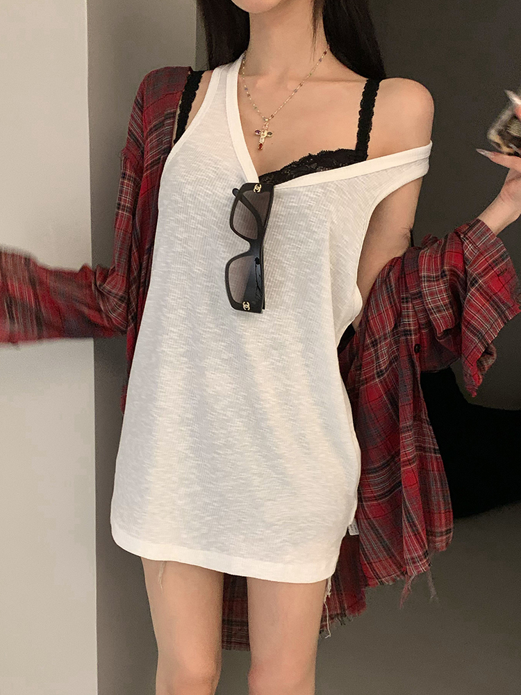 Vintage Check Long Sleeve Plaid Shirt for Women - Loose Fit Raw Edge Jacket - Summer Style Top - Y2K Fashion