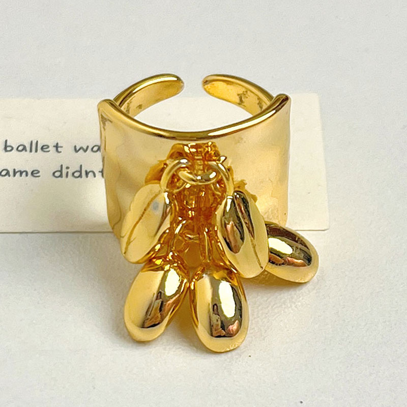 Vintage Coffee Bean Tassel Shield Open Ring - Light Luxury High-End Personalized Couple Ring