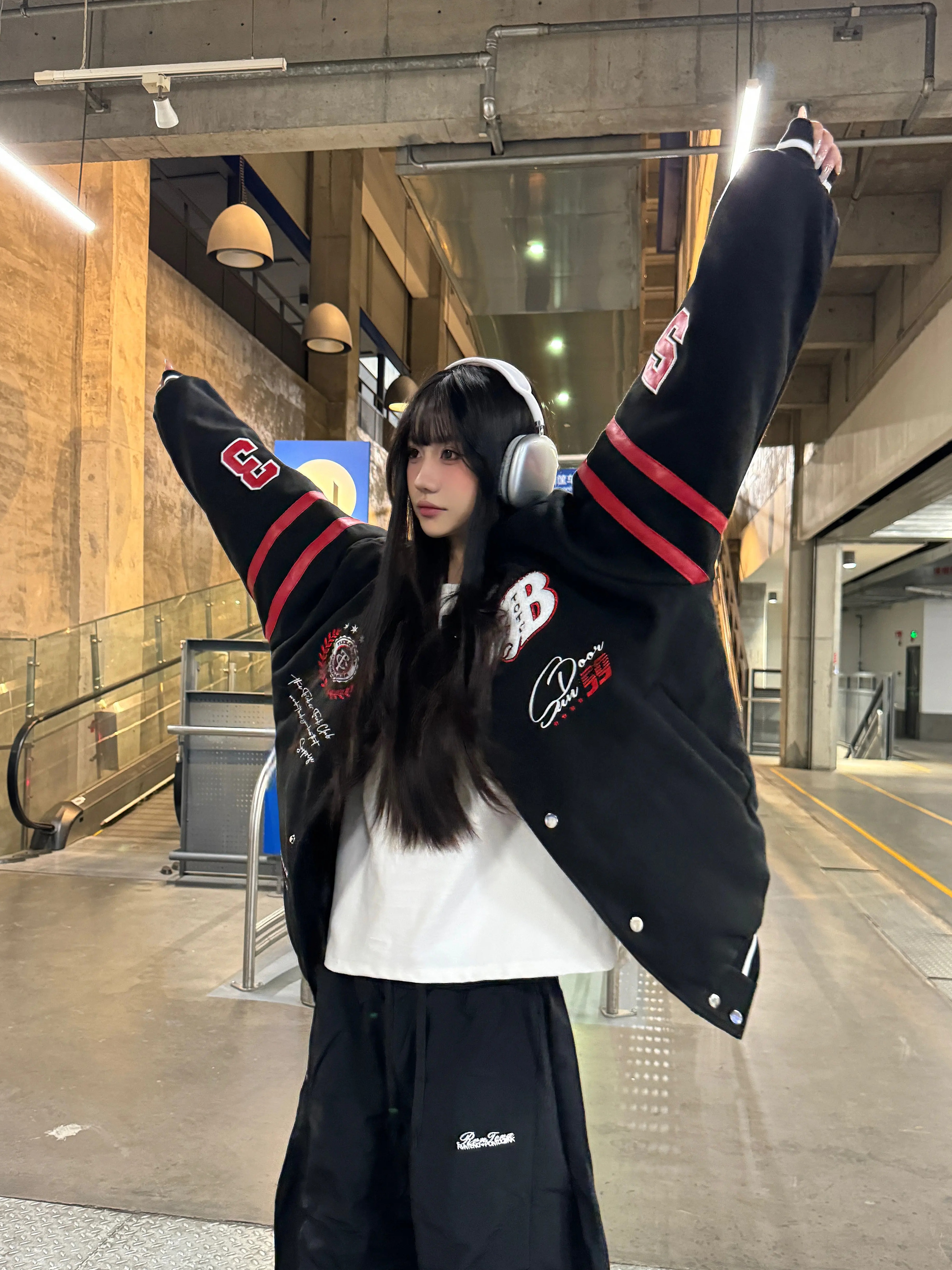 Vintage Color Block Baseball Jacket with Embroidered Letters - Loose Fit American Style for Spring - Trendy National Look