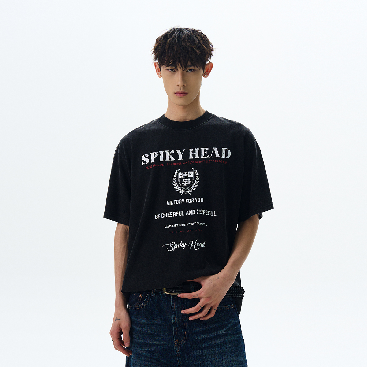 Vintage Distressed Letter Arrangement Short Sleeve T-Shirt - Casual Loose Top for Summer - Trendy 90s Inspired Style