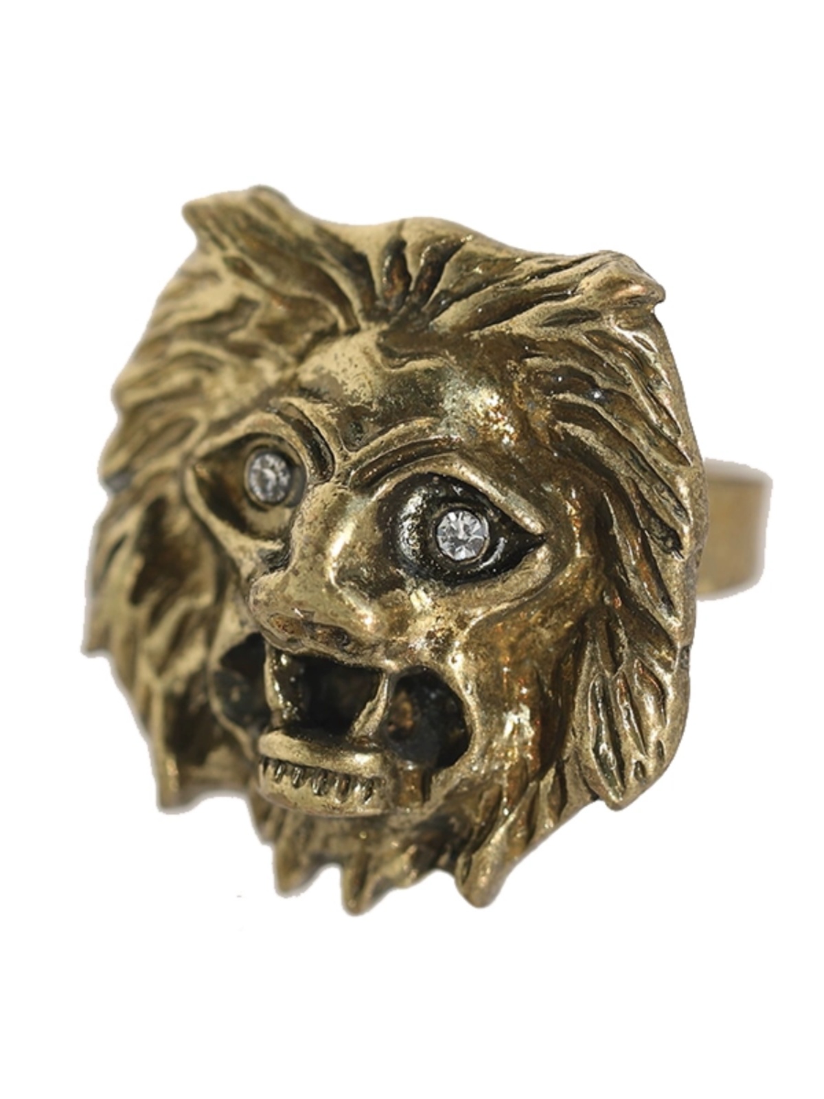 Vintage Distressed Lion Head Diamond Ring - Adjustable Open Fashion Statement Jewelry for Women - Trendy Versatile Style Vintage Distressed Lion Head Diamond Ring - Adjustable Open Fashion Statement Jewelry for Women - Trendy Versatile Style