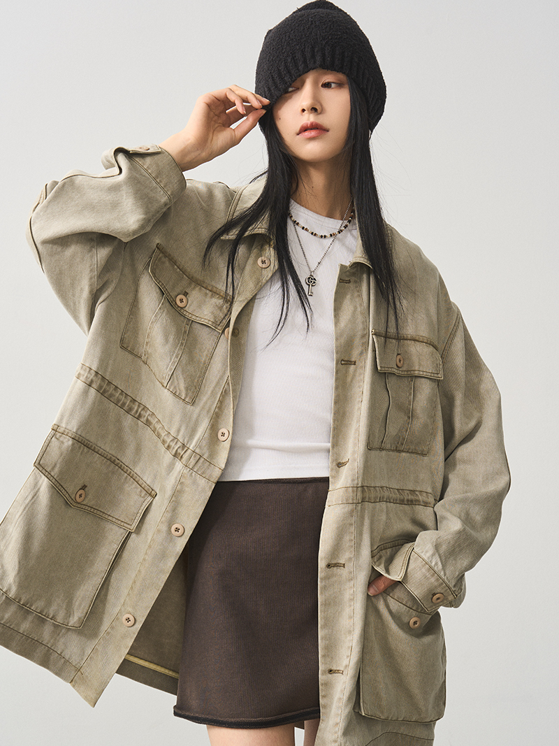 Vintage Distressed Ultra-Short A-Line Skirt in Caramel Gray - Relaxed Fit Lazy Style, Perfect for 90s and Y2K Fashion Lovers Vintage Distressed Ultra-Short A-Line Skirt in Caramel Gray - Relaxed Fit Lazy Style, Perfect for 90s and Y2K Fashion Lovers