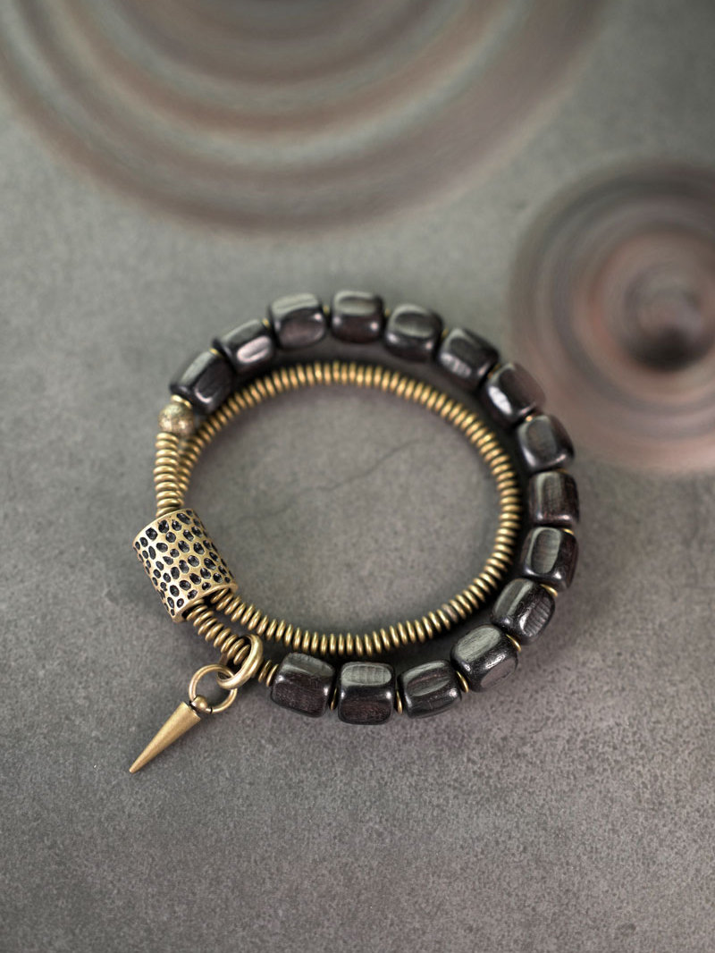 Vintage Double Circle Black Sandalwood Bracelet - Personalized Retro Jewelry for Men and Women, Non-Fish Home Design Vintage Double Circle Black Sandalwood Bracelet - Personalized Retro Jewelry for Men and Women, Non-Fish Home Design