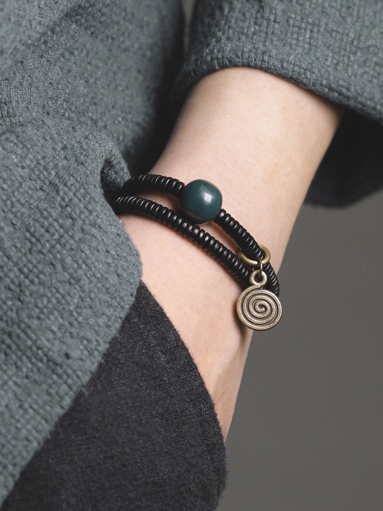 Vintage Ebony Double Circle Couple Bracelets - Simple Versatile Wrist Accessories for Young Fashion Lovers Vintage Ebony Double Circle Couple Bracelets - Simple Versatile Wrist Accessories for Young Fashion Lovers