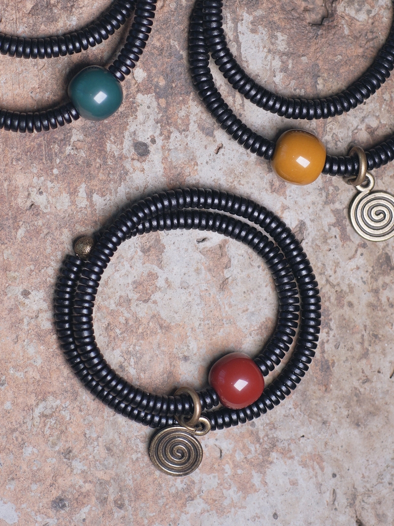 Vintage Ebony Double Circle Couple Bracelets - Simple Versatile Wrist Accessories for Young Fashion Lovers Vintage Ebony Double Circle Couple Bracelets - Simple Versatile Wrist Accessories for Young Fashion Lovers