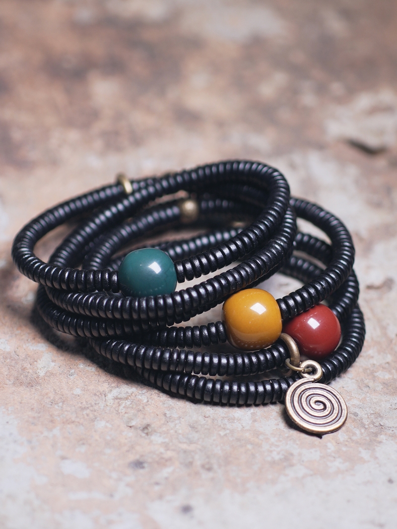 Vintage Ebony Double Circle Couple Bracelets - Simple Versatile Wrist Accessories for Young Fashion Lovers Vintage Ebony Double Circle Couple Bracelets - Simple Versatile Wrist Accessories for Young Fashion Lovers