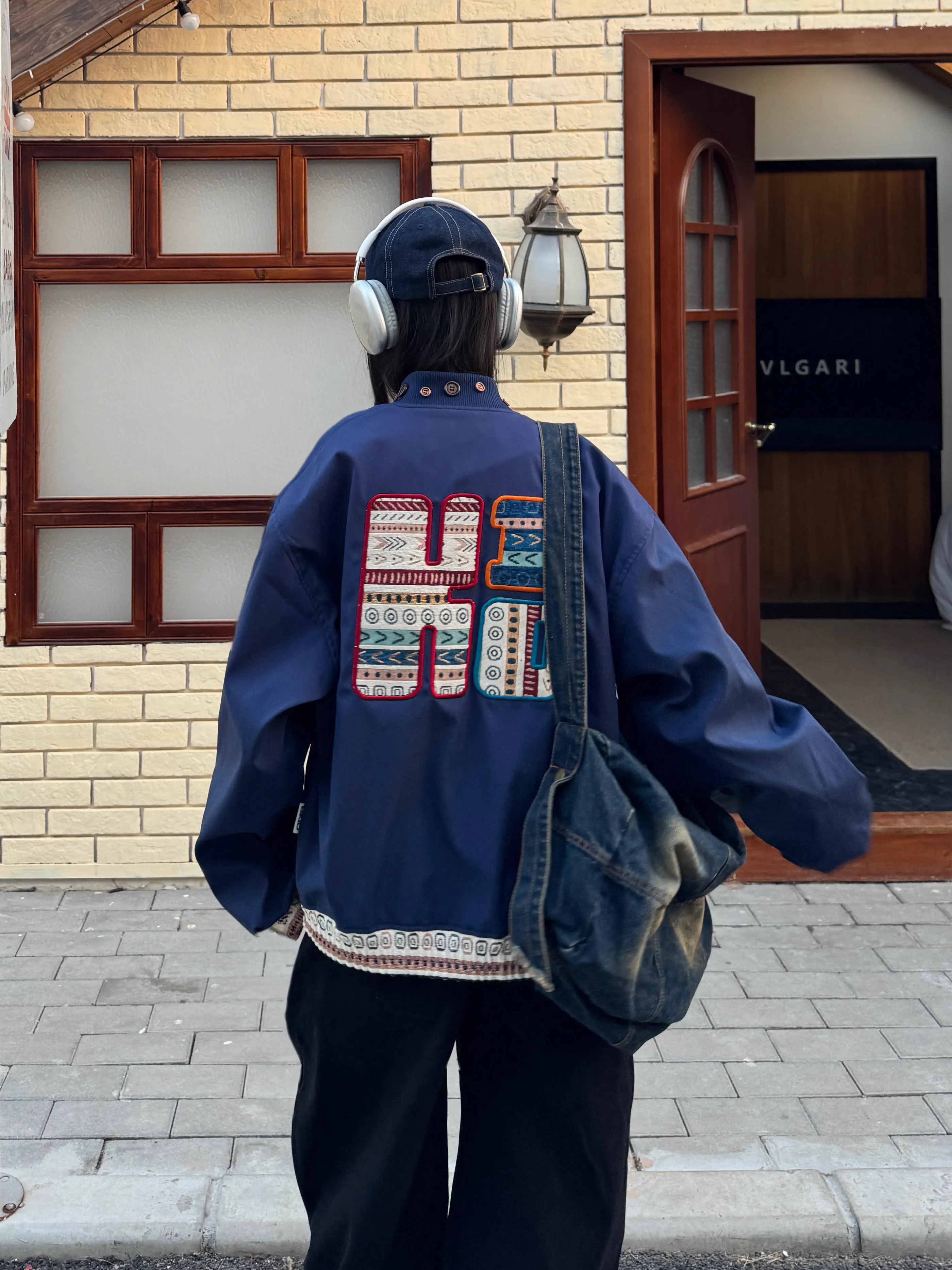 Vintage Ethnic Patchwork Embroidered Flight Jacket - Spring Loose Coat in 90s American Style Vintage Ethnic Patchwork Embroidered Flight Jacket - Spring Loose Coat in 90s American Style