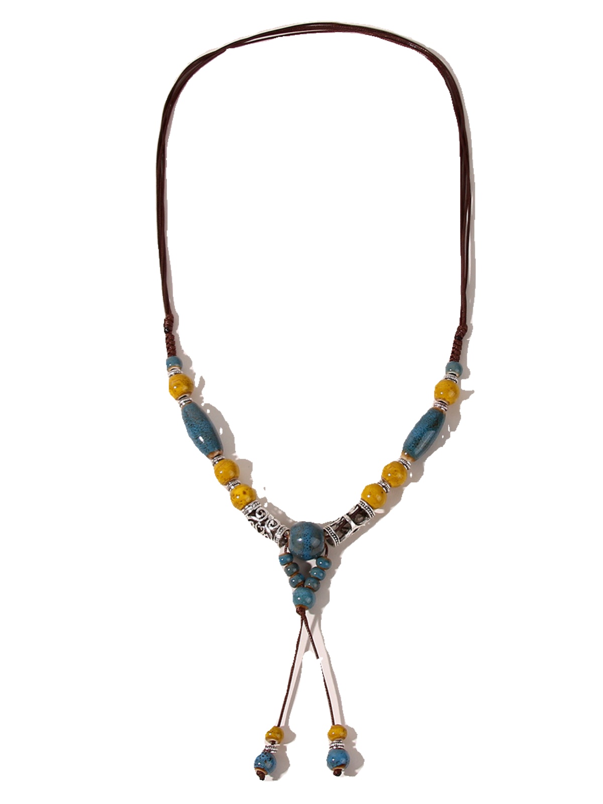 Vintage Ethnic Style Handmade Ceramic Beads Long Sweater Chain Necklace for Men and Women - Boho Fashion Accessory Vintage Ethnic Style Handmade Ceramic Beads Long Sweater Chain Necklace for Men and Women - Boho Fashion Accessory