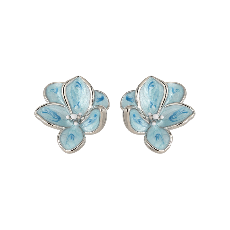 Vintage Floral Enamel Stud Earrings for Women, Oil Painting Style, Light Luxury High-End Glazed Petals, Sweet Temperament Design Vintage Floral Enamel Stud Earrings for Women, Oil Painting Style, Light Luxury High-End Glazed Petals, Sweet Temperament Design