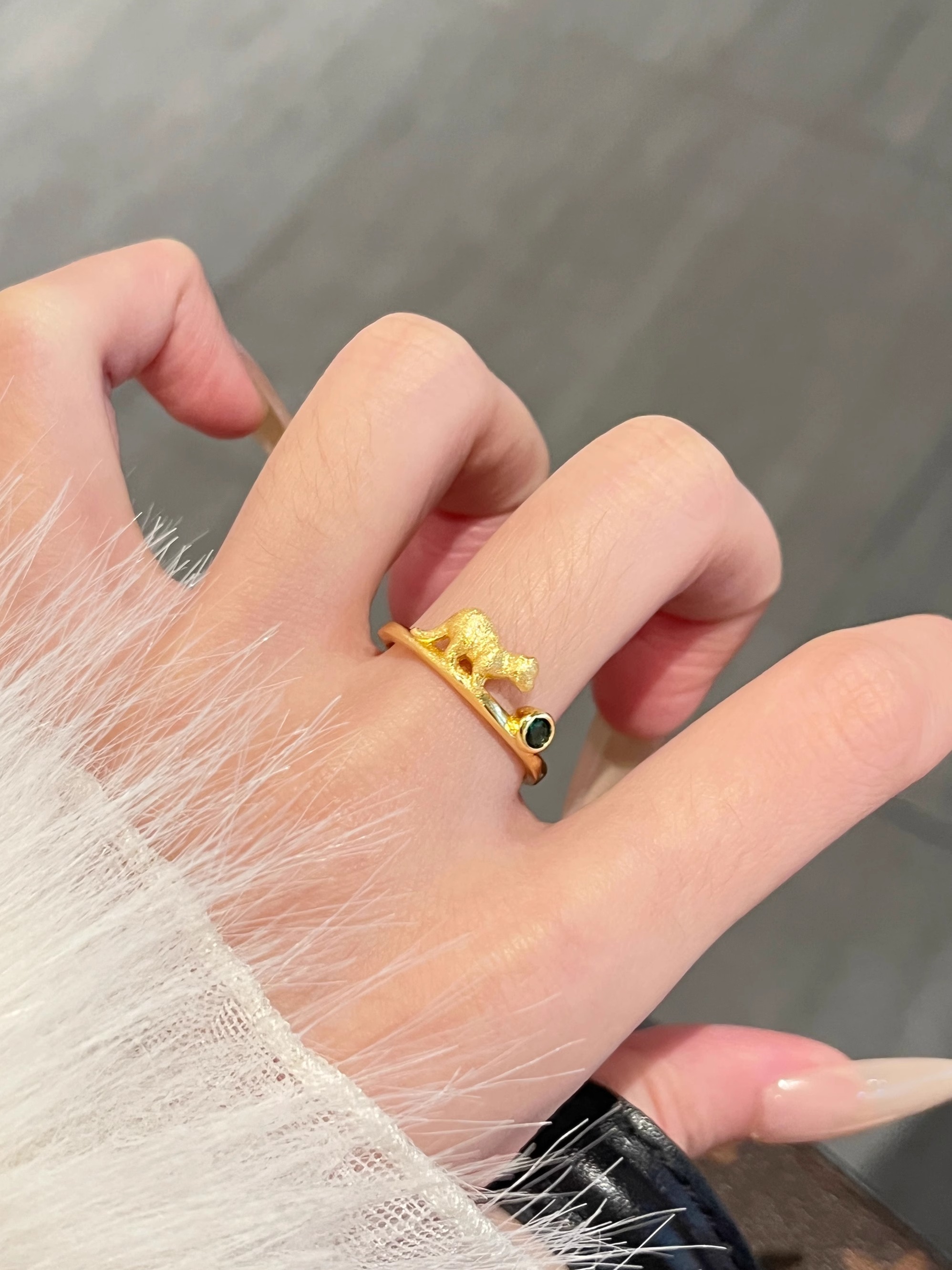 Vintage French Lace Cat Emerald Ring for Women - Adjustable Retro Style Light Luxury Jewelry Vintage French Lace Cat Emerald Ring for Women - Adjustable Retro Style Light Luxury Jewelry