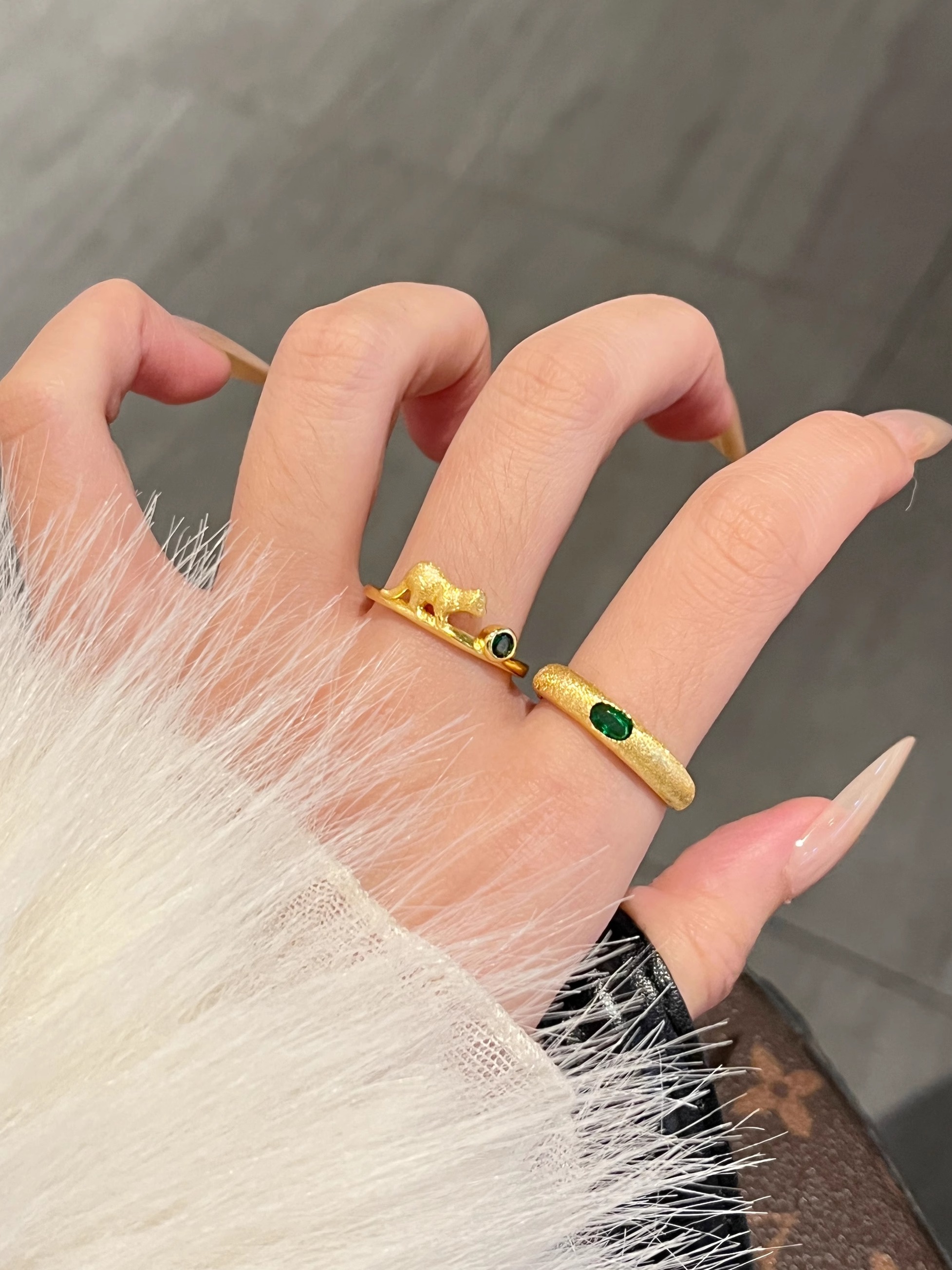 Vintage French Lace Cat Emerald Ring for Women - Adjustable Retro Style Light Luxury Jewelry Vintage French Lace Cat Emerald Ring for Women - Adjustable Retro Style Light Luxury Jewelry