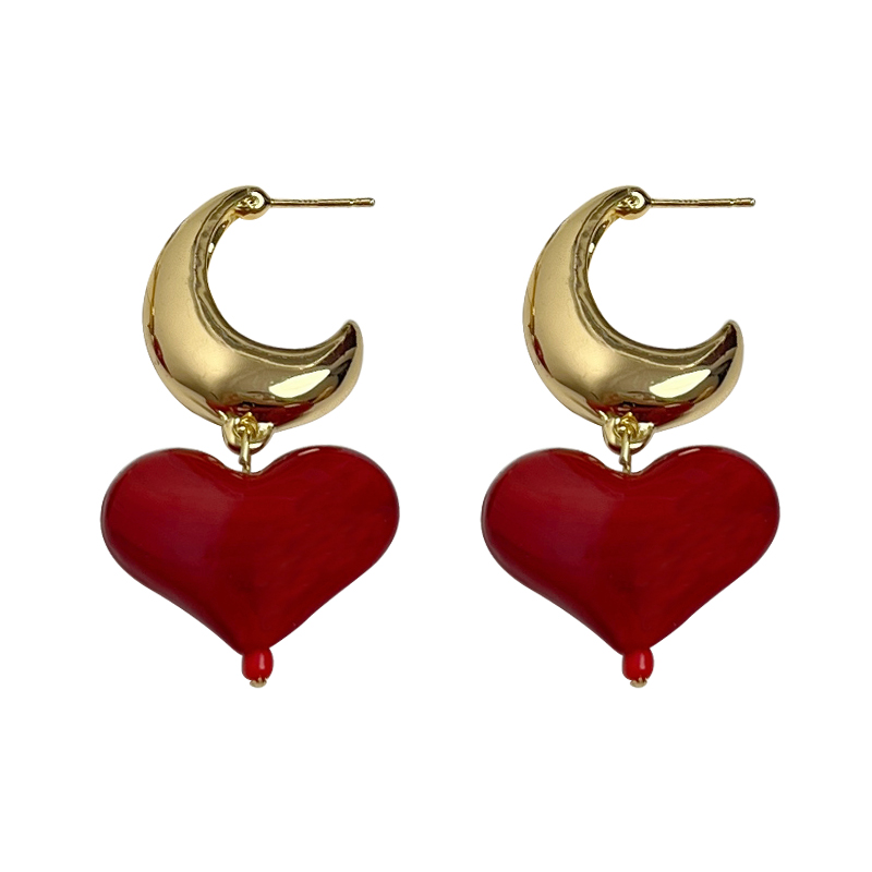 Vintage French Red Heart Pendant Earrings for Women - Unique Heart-Shaped Studs, Charming Feminine Style for 2025 Fashion Vintage French Red Heart Pendant Earrings for Women - Unique Heart-Shaped Studs, Charming Feminine Style for 2025 Fashion