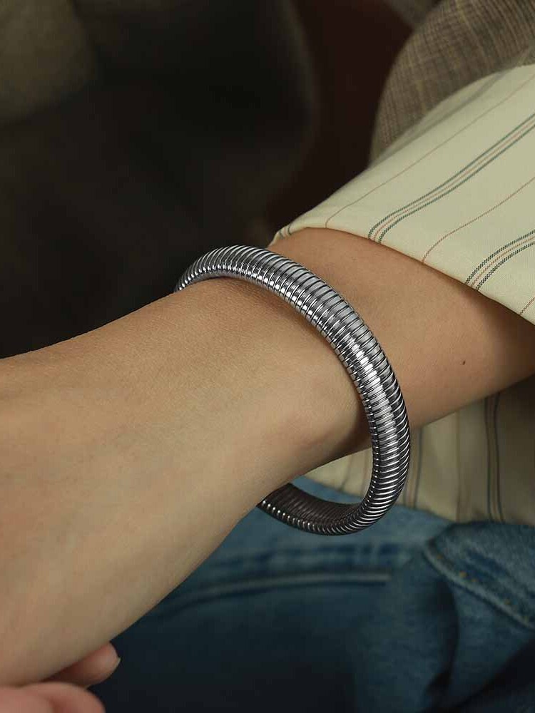 Vintage Gender-Neutral Minimalist Titanium Steel Snake Bone Bracelet - Retro European American Cold Style Accessory Vintage Gender-Neutral Minimalist Titanium Steel Snake Bone Bracelet - Retro European American Cold Style Accessory