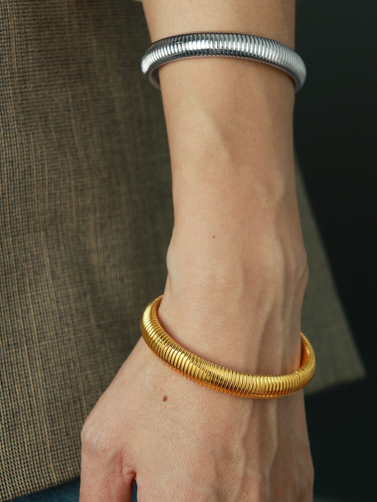 Vintage Gender-Neutral Minimalist Titanium Steel Snake Bone Bracelet - Retro European American Cold Style Accessory Vintage Gender-Neutral Minimalist Titanium Steel Snake Bone Bracelet - Retro European American Cold Style Accessory