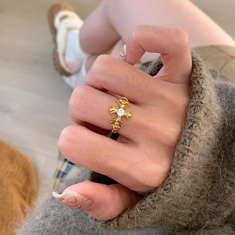 Vintage Gold Cross Iris Flower Ring for Women - High-End Versatile Fashion Ring, 2025 Style Vintage Gold Cross Iris Flower Ring for Women - High-End Versatile Fashion Ring, 2025 Style