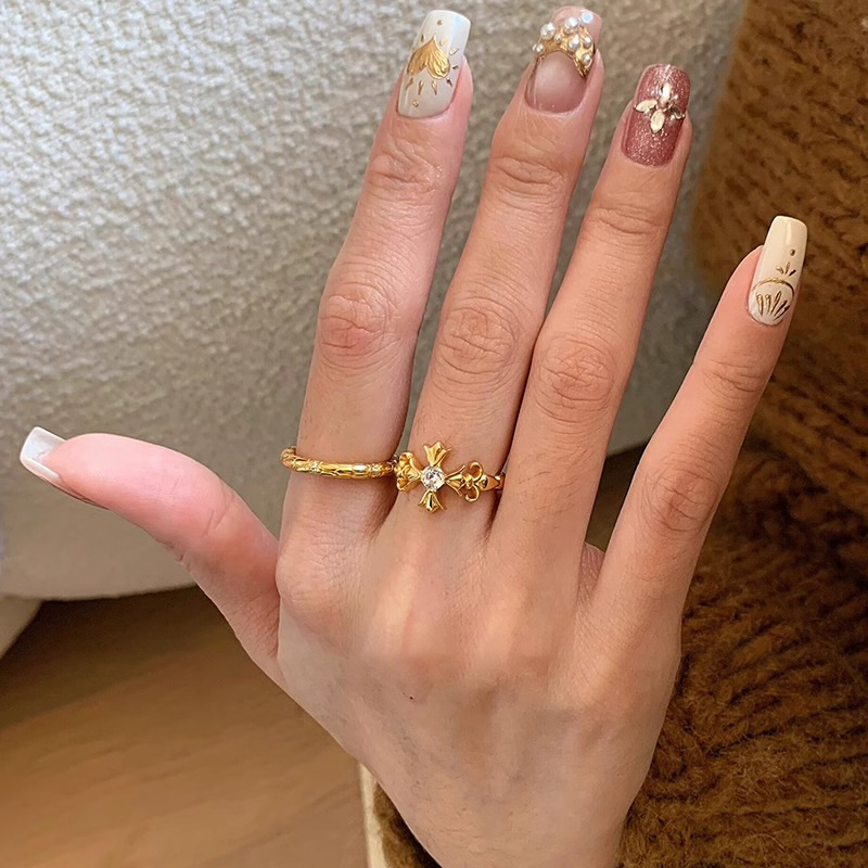 Vintage Gold Cross Iris Flower Ring for Women - High-End Versatile Fashion Ring, 2025 Style Vintage Gold Cross Iris Flower Ring for Women - High-End Versatile Fashion Ring, 2025 Style