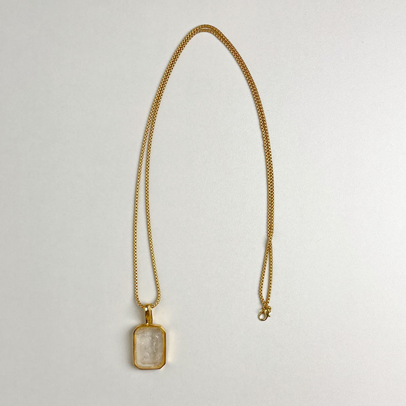 Vintage Gold Long Square Crystal Necklace for Women - French Niche Sugar Gem Jewelry, Elegant Sweater Chain