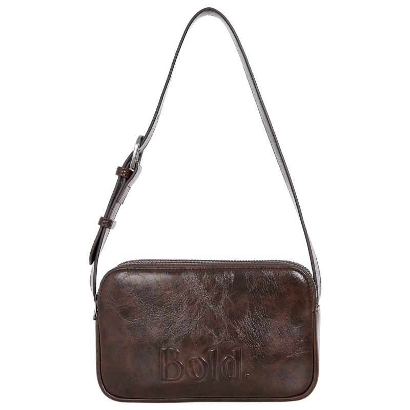 Vintage Gradient Cowhide Small Square Bag with Three-Layer Zipper - Stylish 90s-Inspired Accessory in 3 Colors