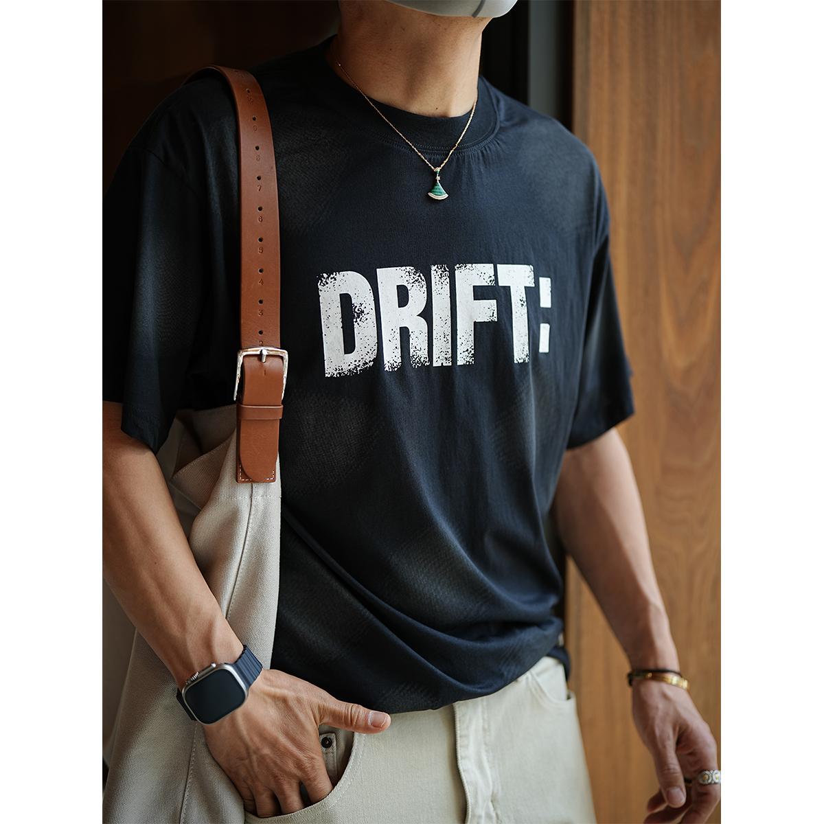 Vintage Gradient Short-Sleeve T-Shirt for Men - Hong Kong Style Heavyweight Wash, Trendy Letter Print, Summer Essential