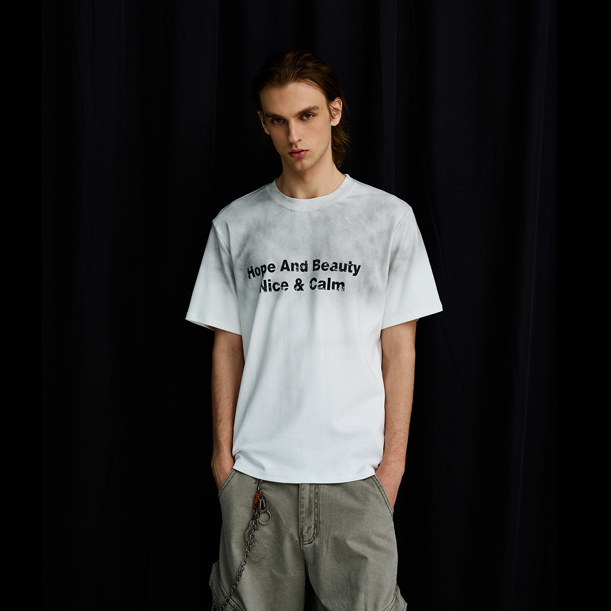 Vintage Gradient Short Sleeve T-Shirt with Retro Letter Slogan - American Style Cleanfit Top for 90s Y2K Fashion