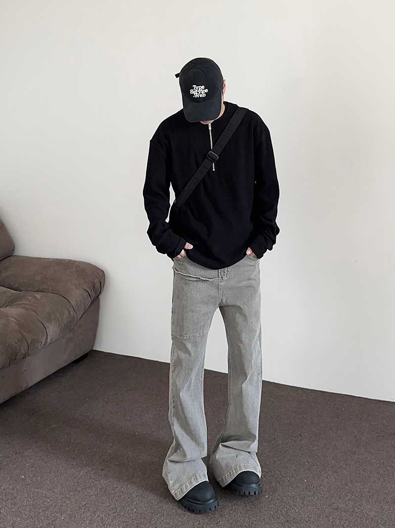 Vintage Gray Straight Leg Jeans for Men and Women - American Street Style, Slightly Flared, Slimming Fit Pants Vintage Gray Straight Leg Jeans for Men and Women - American Street Style, Slightly Flared, Slimming Fit Pants