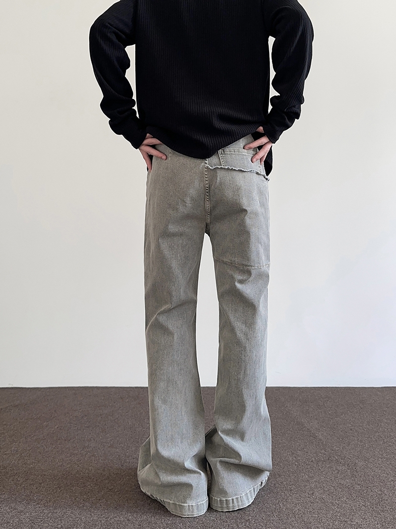 Vintage Gray Straight Leg Jeans for Men and Women - American Street Style, Slightly Flared, Slimming Fit Pants Vintage Gray Straight Leg Jeans for Men and Women - American Street Style, Slightly Flared, Slimming Fit Pants