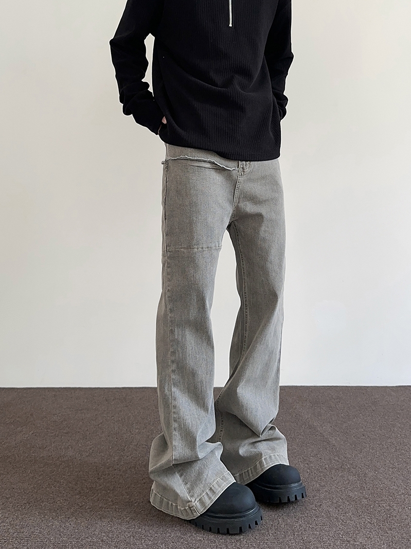 Vintage Gray Straight Leg Jeans for Men and Women - American Street Style, Slightly Flared, Slimming Fit Pants Vintage Gray Straight Leg Jeans for Men and Women - American Street Style, Slightly Flared, Slimming Fit Pants