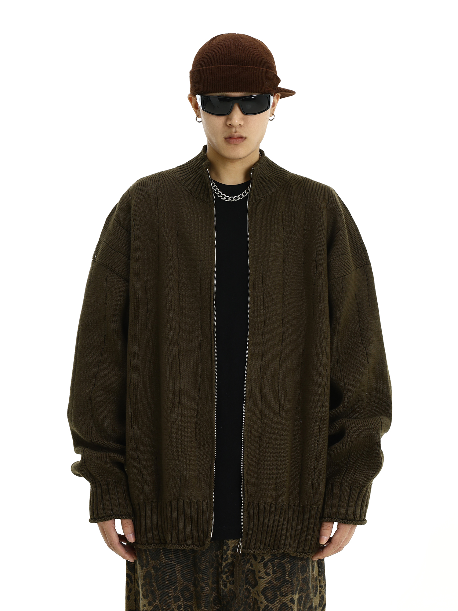 Vintage Heavyweight Cardigan Sweater for Men, Casual Loose Knit Jacket, Trendy Autumn Winter Style, Versatile Couples Wear