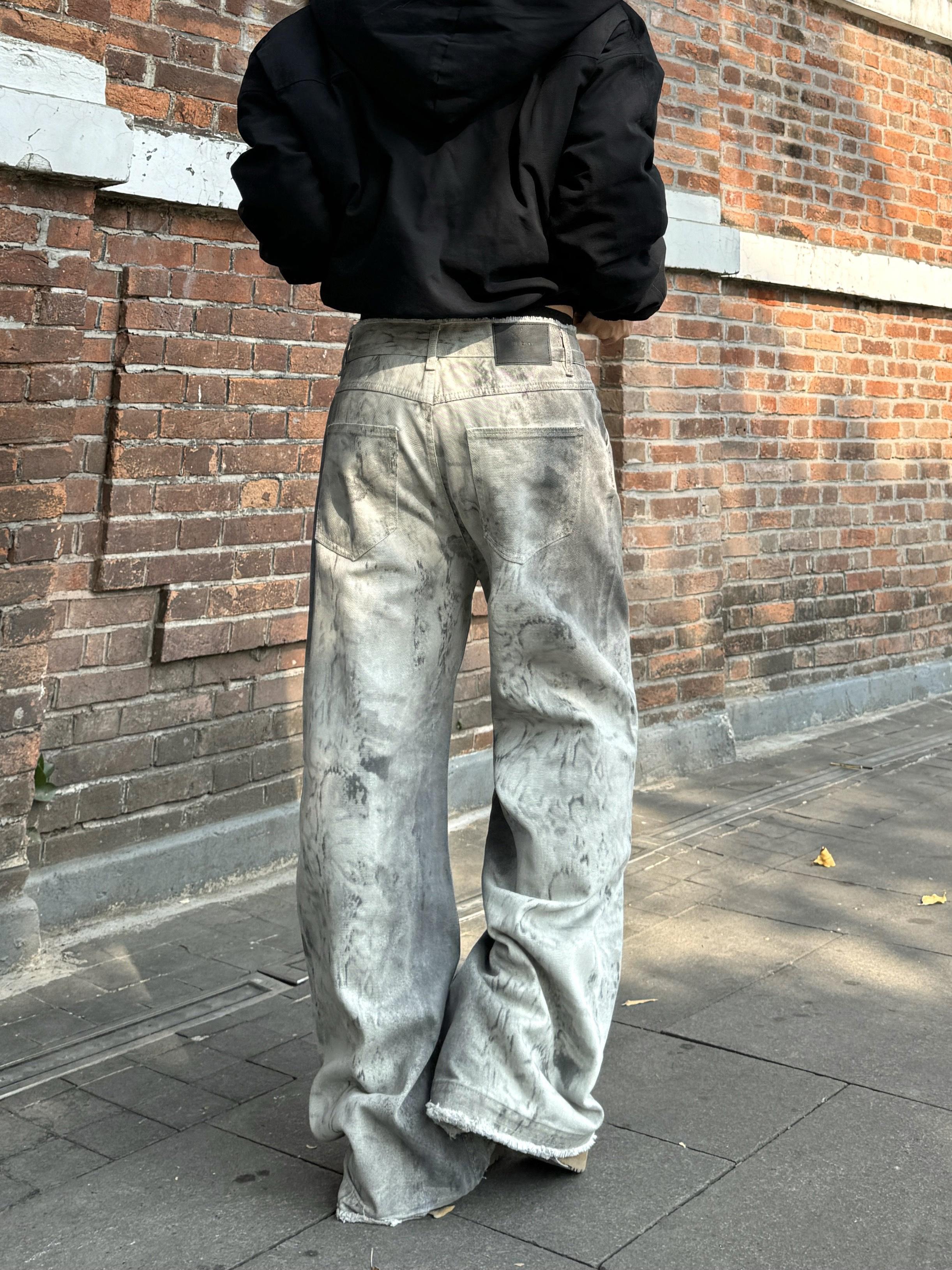 Vintage High Street Distressed Snake Print Tie-Dye Wide-Leg Jeans for Women - Trendy 90s Inspired Loose Fit Denim Pants Vintage High Street Distressed Snake Print Tie-Dye Wide-Leg Jeans for Women - Trendy 90s Inspired Loose Fit Denim Pants