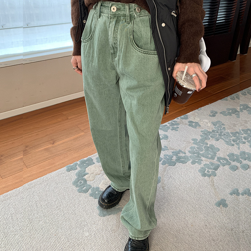 Vintage High-Waist Straight-Leg Wide-Leg Jeans for Women, 2025 Autumn/Winter Loose Slouchy Long Pants, Y2K Style