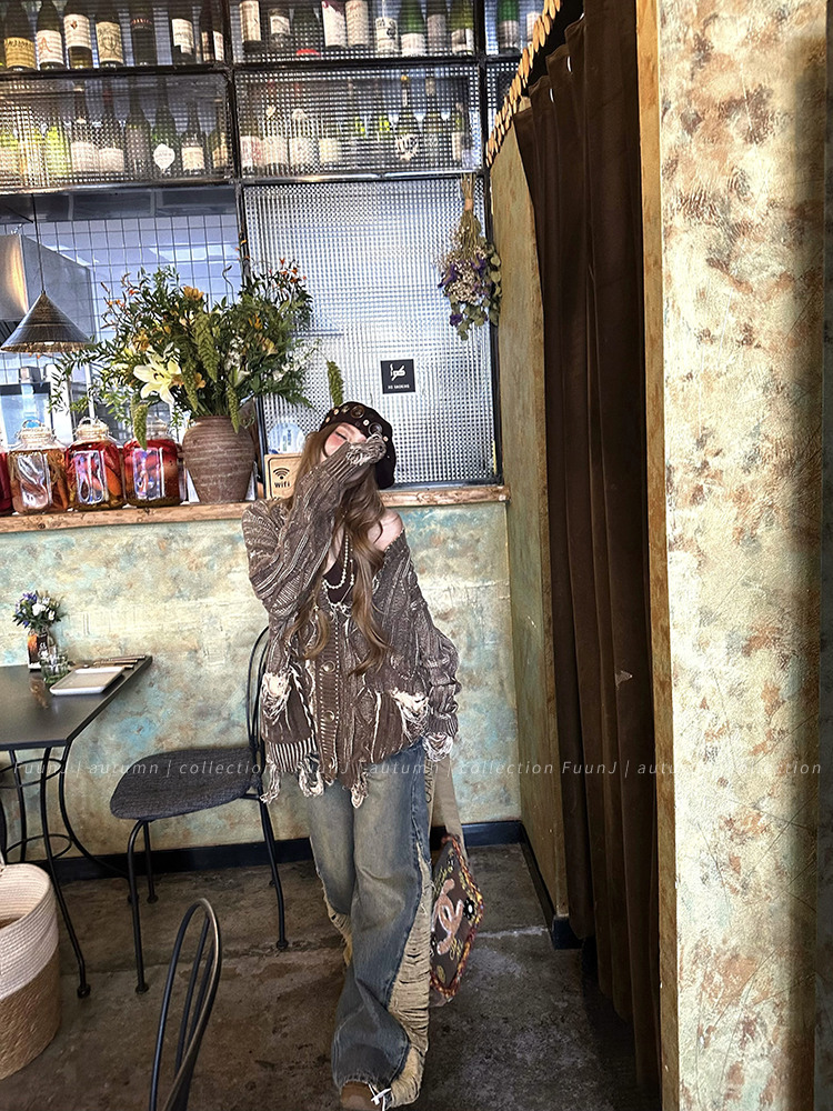 Vintage High-Waisted Loose Heavy-Duty Ripped Jeans for Women - Versatile Wide-Leg Casual Pants in Y2K Style Vintage High-Waisted Loose Heavy-Duty Ripped Jeans for Women - Versatile Wide-Leg Casual Pants in Y2K Style