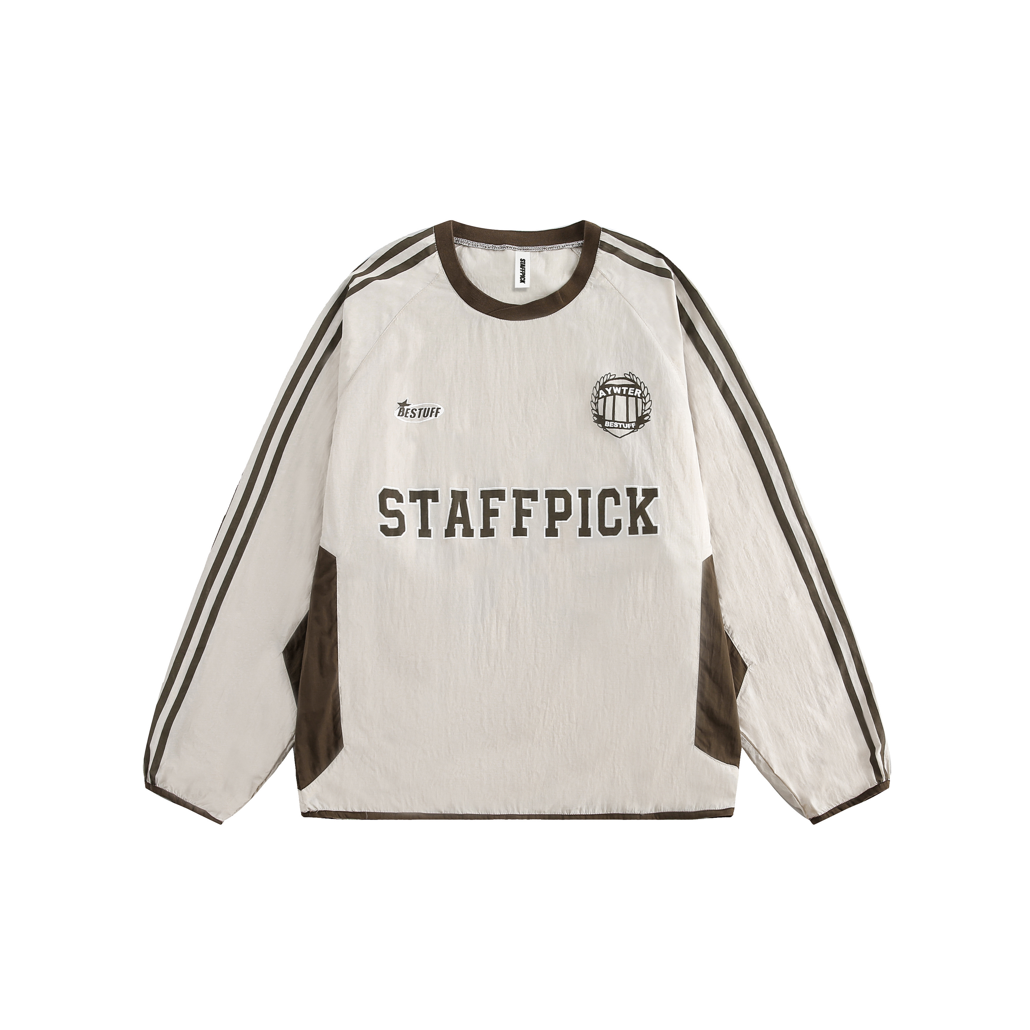 Vintage Hip-Hop Patchwork Long Sleeve T-Shirt with Three Stripes - Casual Loose Sports Top for 90s Y2K Style Vintage Hip-Hop Patchwork Long Sleeve T-Shirt with Three Stripes - Casual Loose Sports Top for 90s Y2K Style