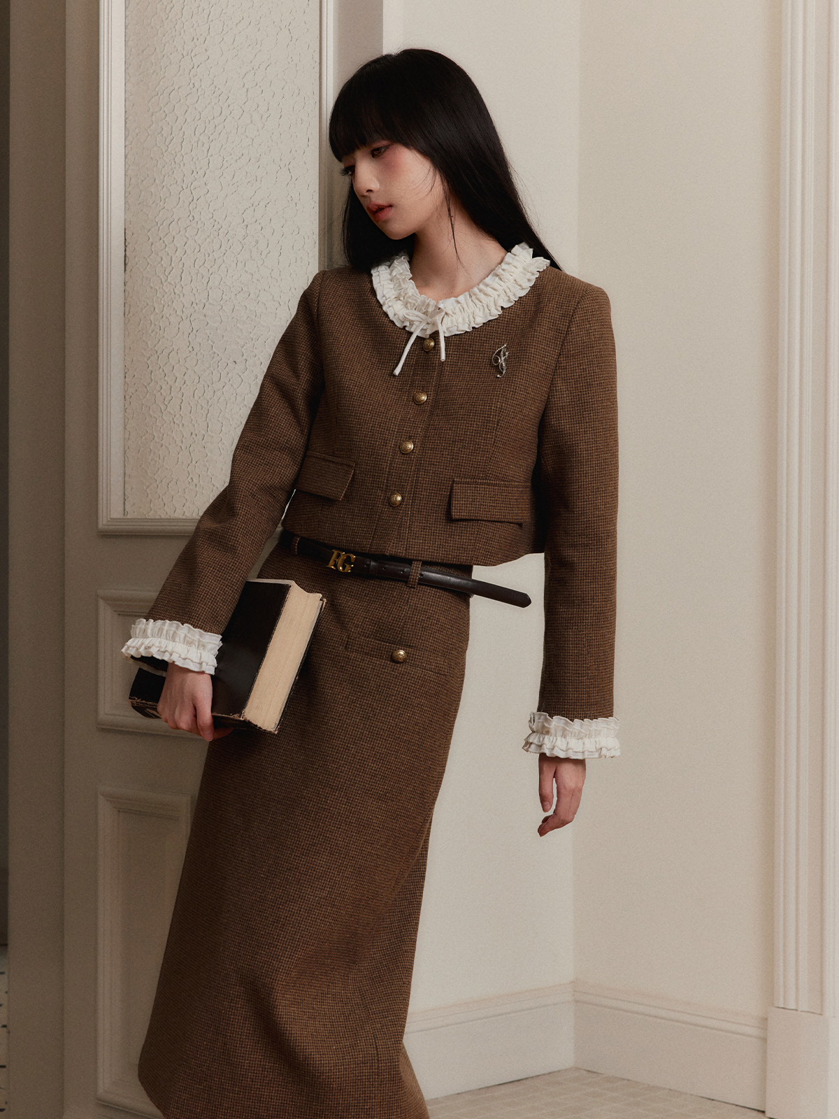 Vintage Houndstooth Chanel Style Dress Set - French Hot Chocolate Spring Summer Outfit for Women - Chic 90s Inspired Fashion Vintage Houndstooth Chanel Style Dress Set - French Hot Chocolate Spring Summer Outfit for Women - Chic 90s Inspired Fashion