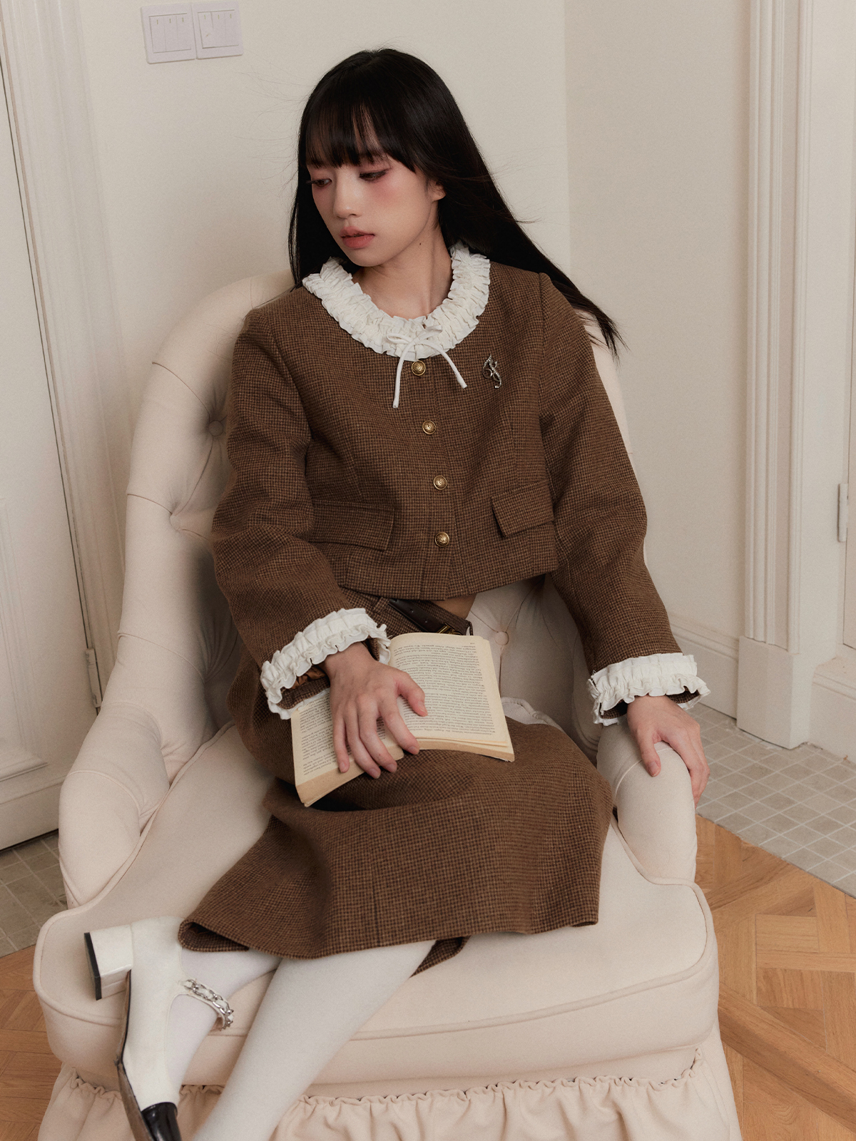 Vintage Houndstooth Chanel Style Dress Set - French Hot Chocolate Spring Summer Outfit for Women - Chic 90s Inspired Fashion Vintage Houndstooth Chanel Style Dress Set - French Hot Chocolate Spring Summer Outfit for Women - Chic 90s Inspired Fashion