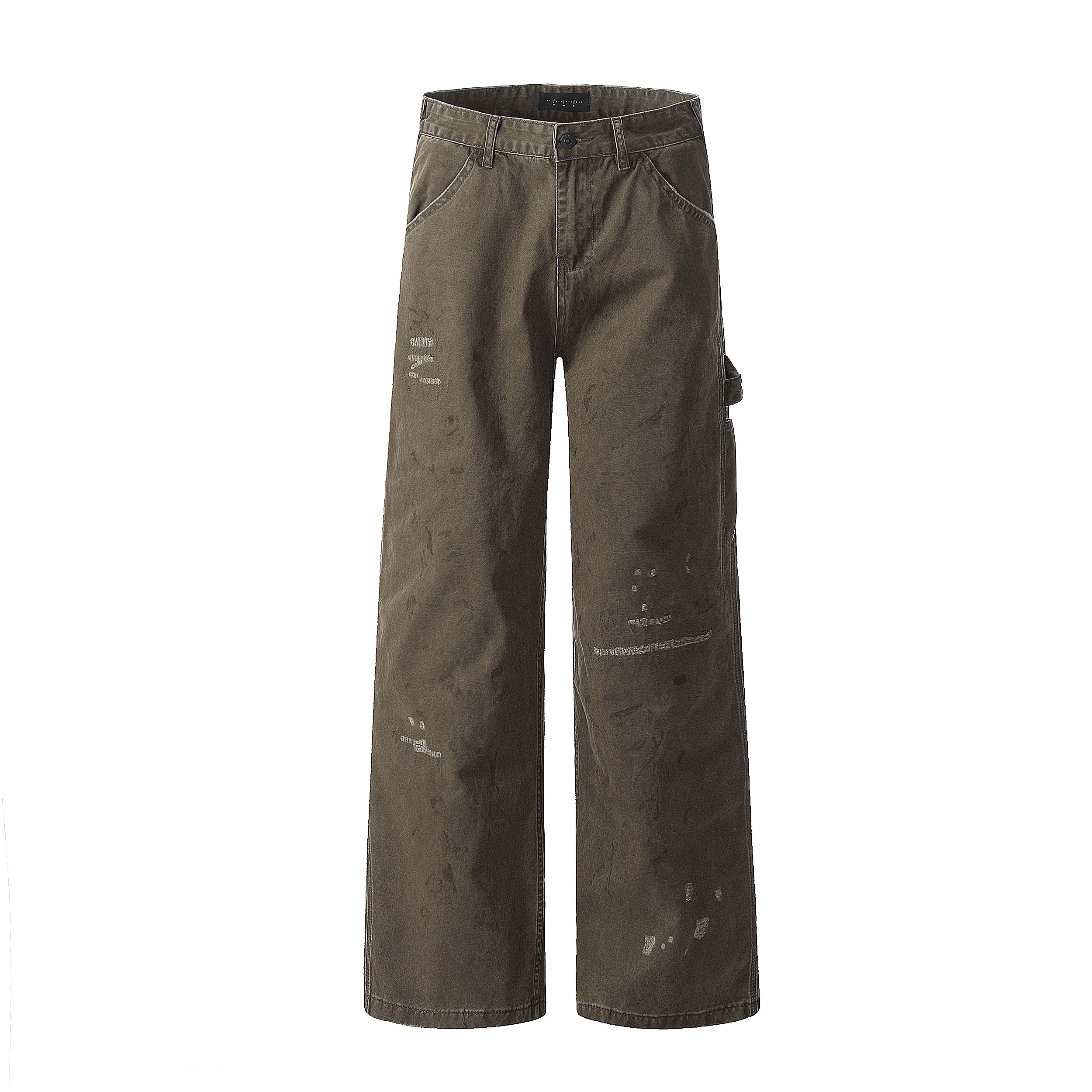 Vintage Ink Splash Work Pants - Retro American Street Style Loose Straight Casual Trousers for 90s Inspired Fashion