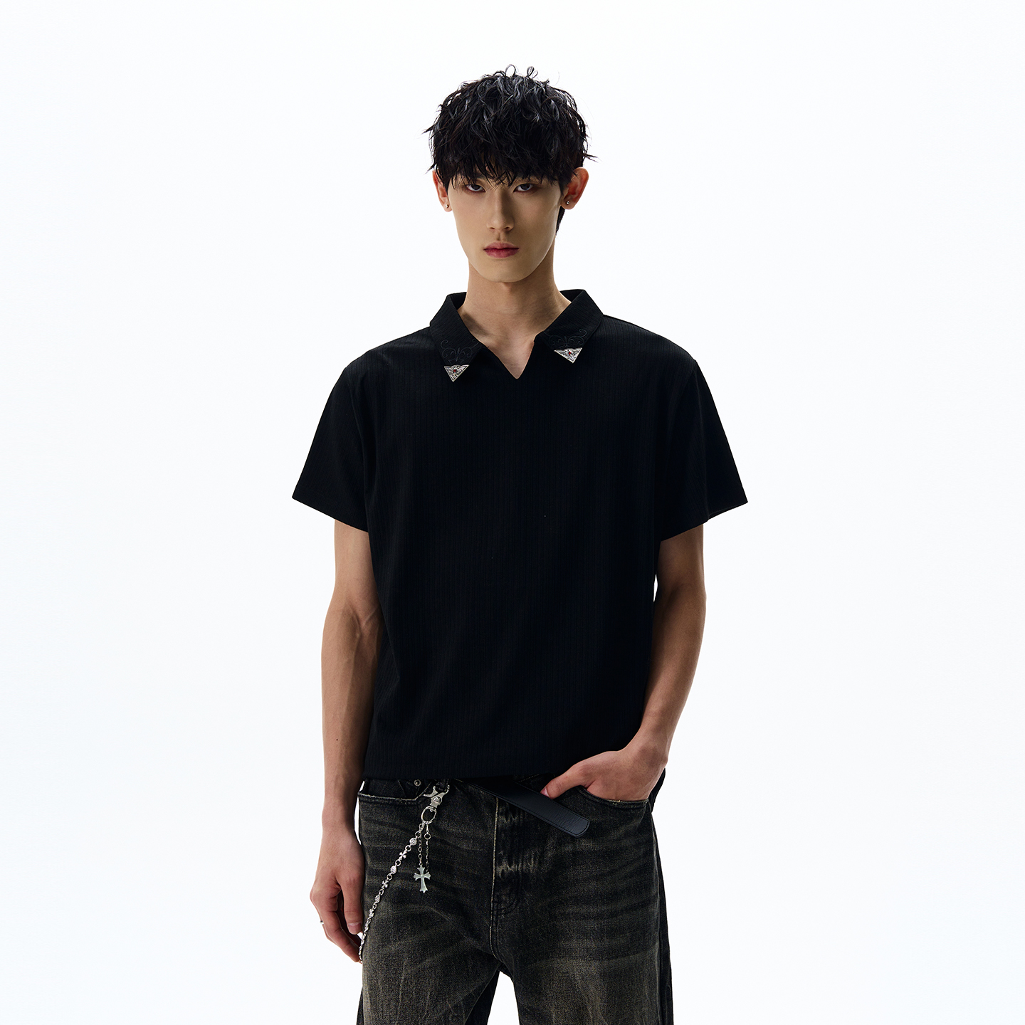 Vintage-Inspired Clean Fit Knitted Polo Shirt - Short Sleeve Boxy Fit for Effortless Style