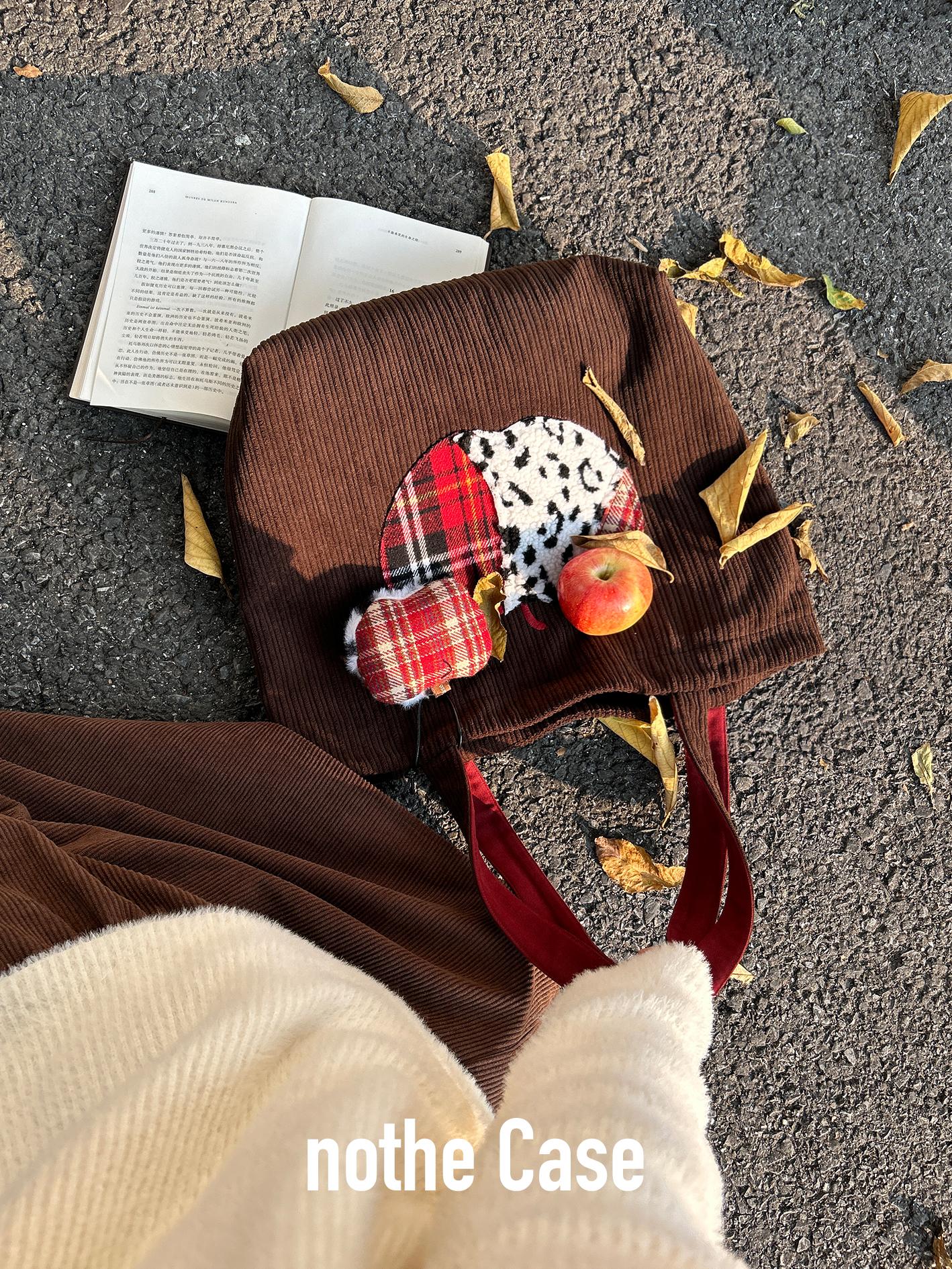 Vintage-Inspired Cute Apple Shoulder Bag - Large Capacity Corduroy Tote for Y2K Style Fashion Vintage-Inspired Cute Apple Shoulder Bag - Large Capacity Corduroy Tote for Y2K Style Fashion