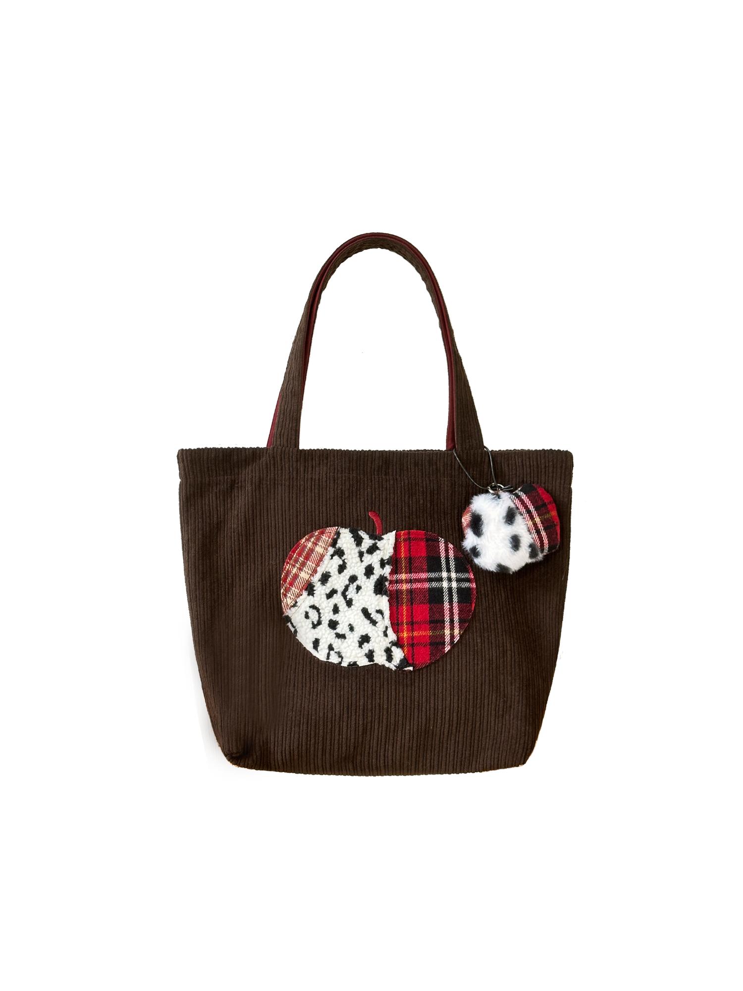 Vintage-Inspired Cute Apple Shoulder Bag - Large Capacity Corduroy Tote for Y2K Style Fashion Vintage-Inspired Cute Apple Shoulder Bag - Large Capacity Corduroy Tote for Y2K Style Fashion